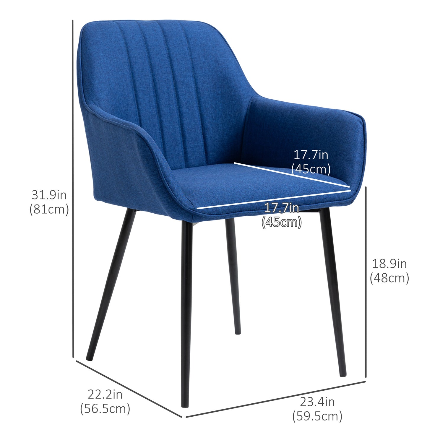 Chaises de salle à manger rembourrées en lin lot de 2