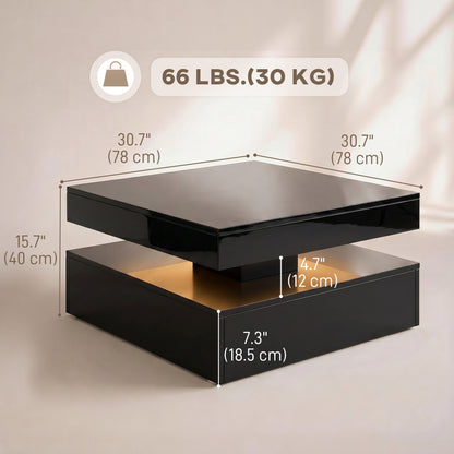 Table basse LED 2 niveaux haute brillance