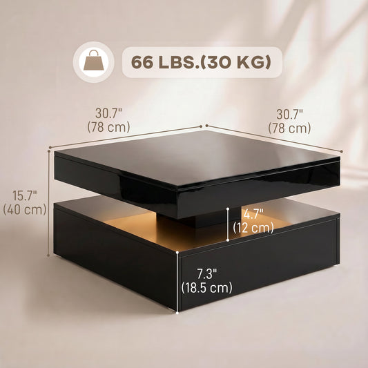 Table basse LED 2 niveaux haute brillance