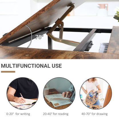 Bureau de dessin inclinable et multifonctionnel