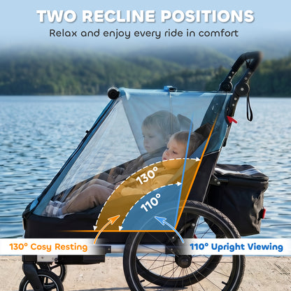 Remorque vélo 3-en-1 enfant pliable avec siège inclinable
