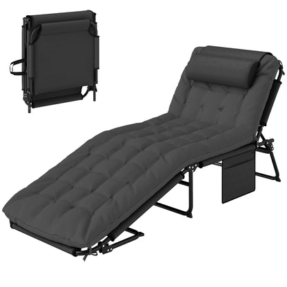 Chaise longue pliante 4 positions avec coussin