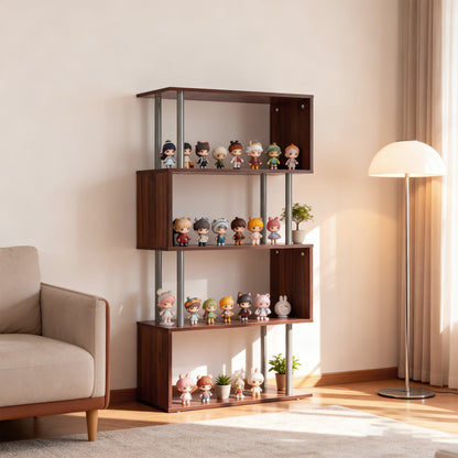 Bibliothèque géométrique moderne à 5 tablettes en bois