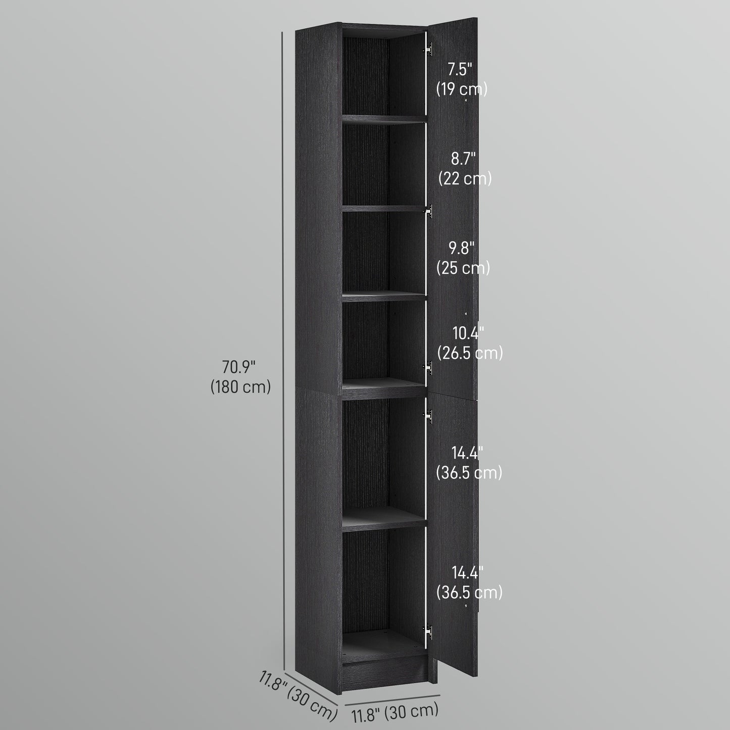 Armoire de salle de bain haute avec tablettes ajustables