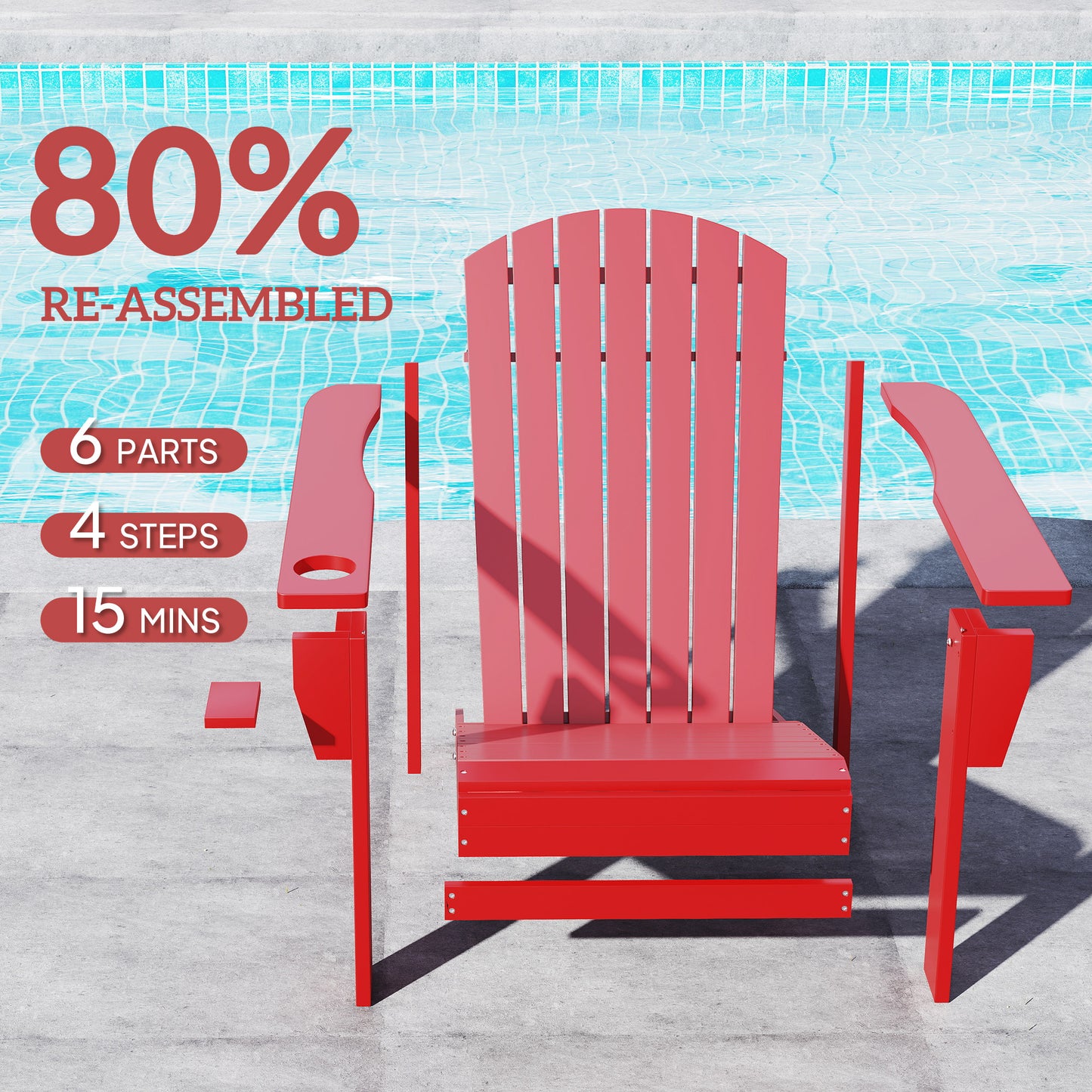 Chaise Adirondack en bois avec porte-gobelet