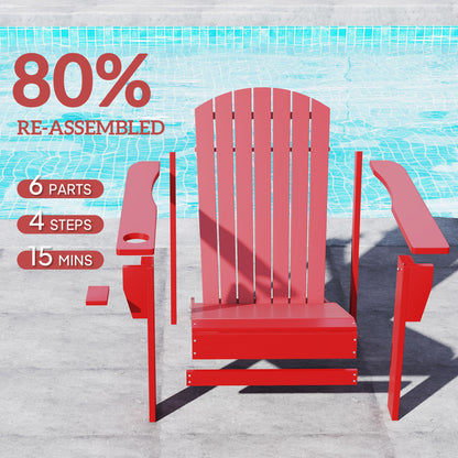 Chaise Adirondack en bois avec porte-gobelet