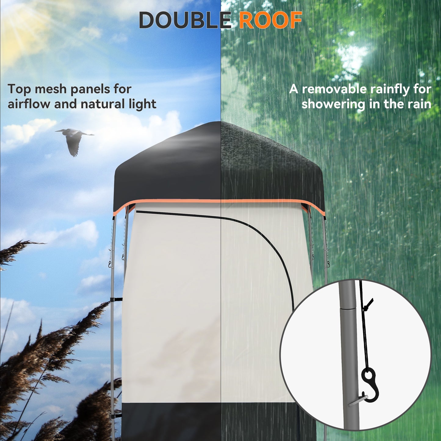 Tente de douche camping avec sac solaire portable