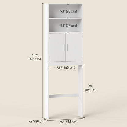 Meuble de rangement autoportant au-dessus des toilettes à 4 tablettes