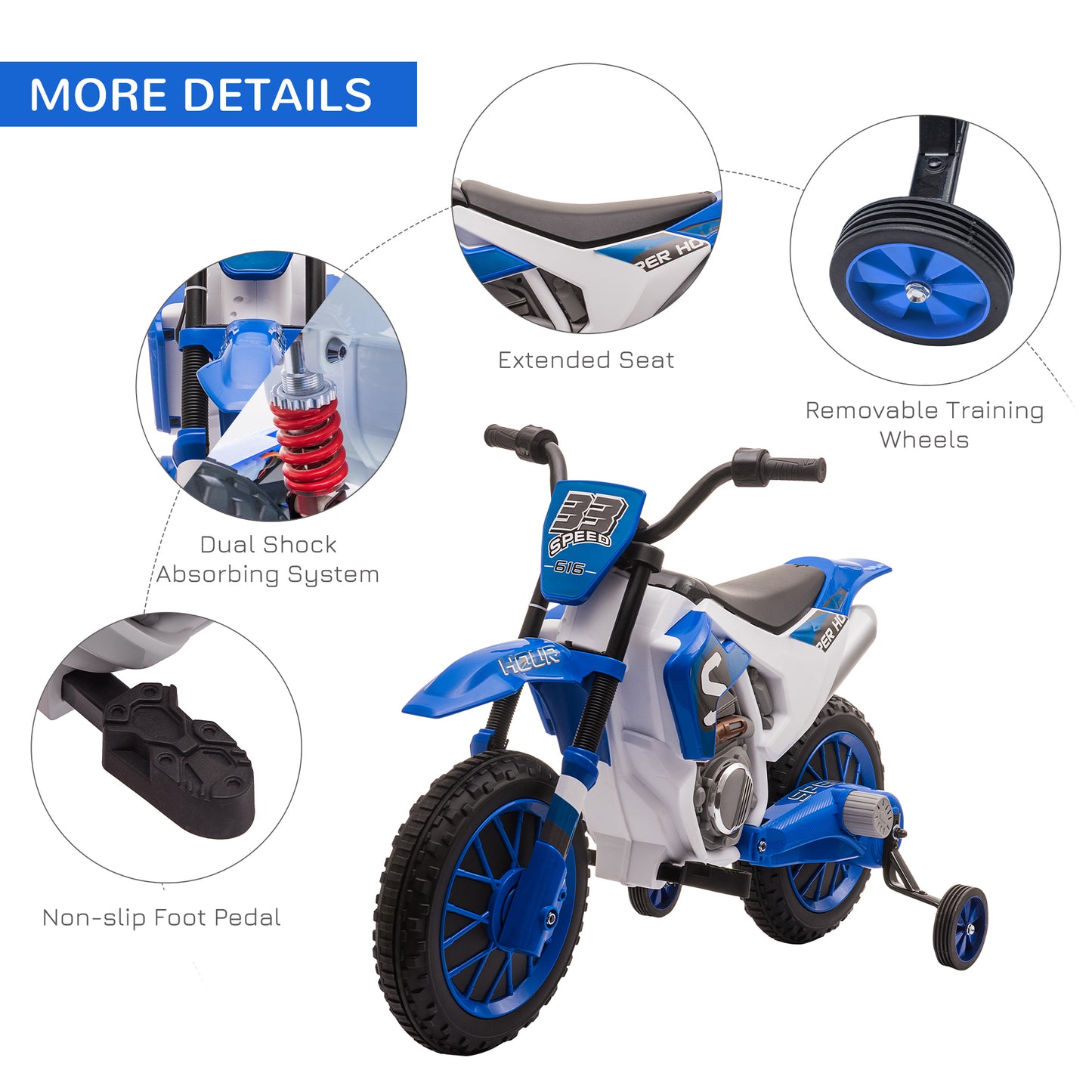 Moto électrique enfant 12V roues amovibles