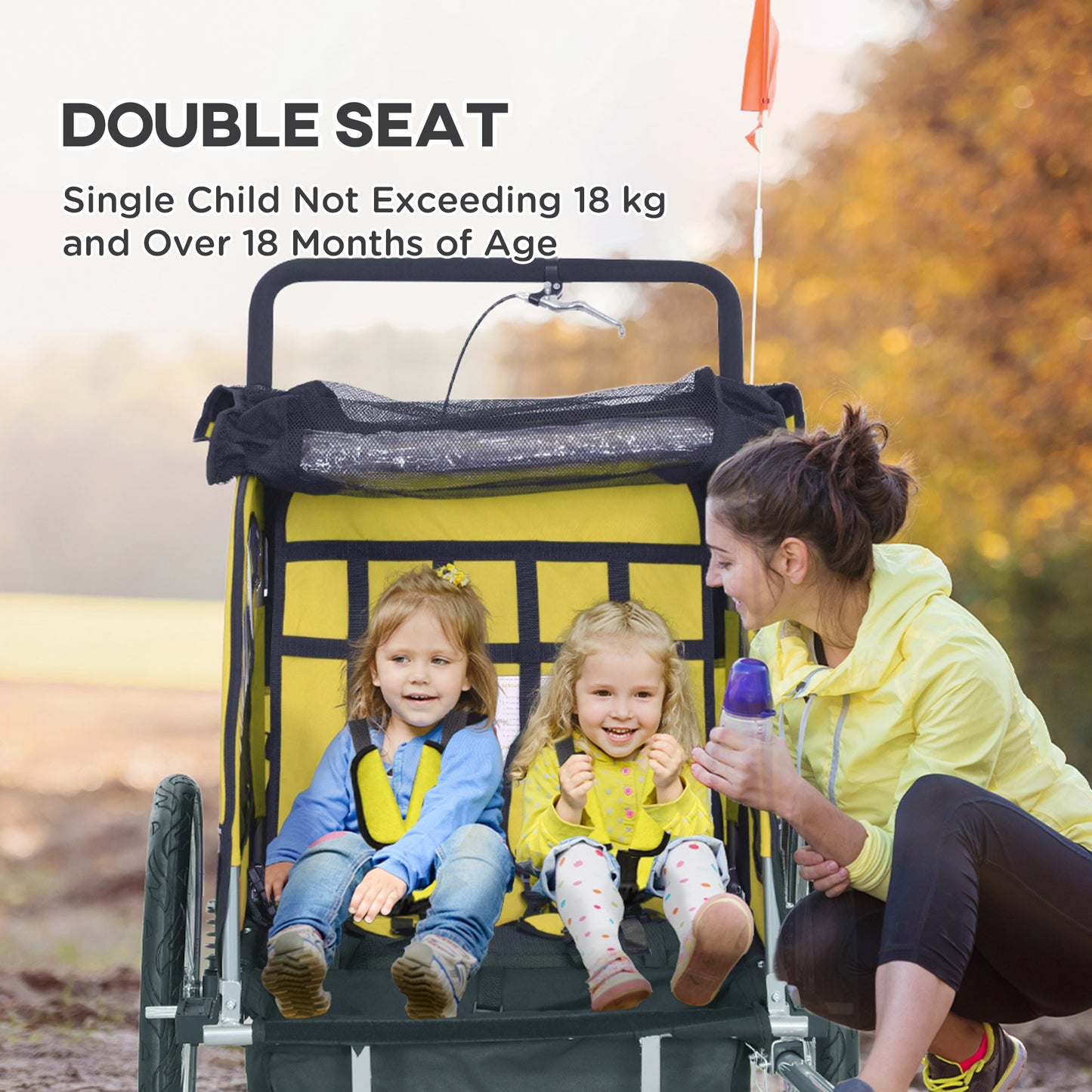 Remorque vélo enfants 2-en-1 avec poussette pliable