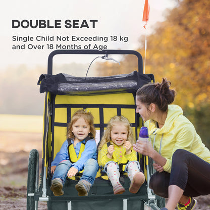 Remorque vélo enfants 2-en-1 avec poussette pliable