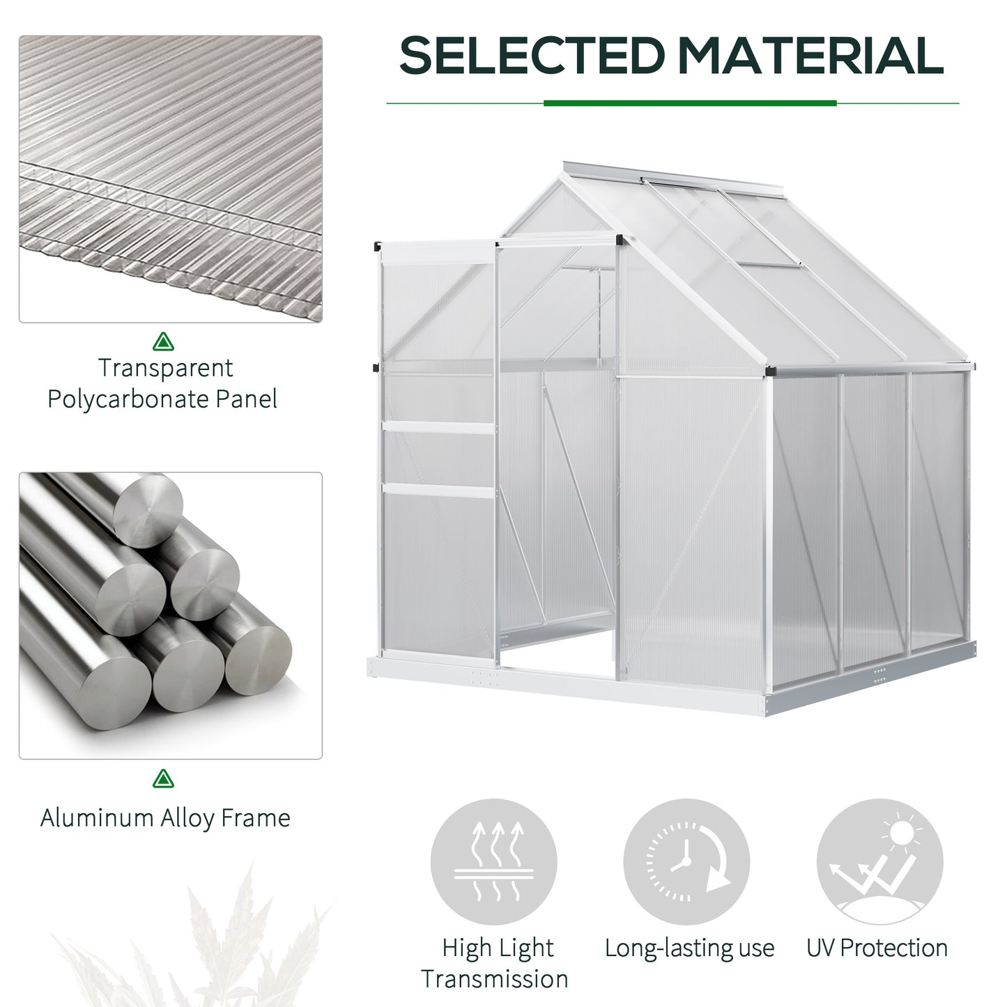 Serre de jardin polycarbonate 183 x 183 x 198 cm