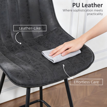 Ensemble 2 tabourets comptoir cuir PU — noir