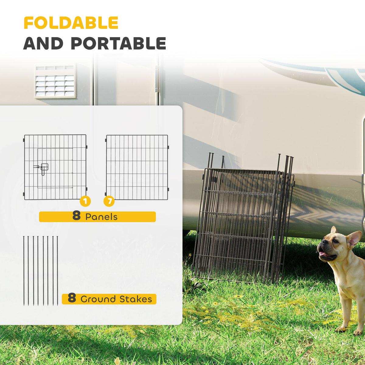 Parc pour chien 8 panneaux avec porte — acier