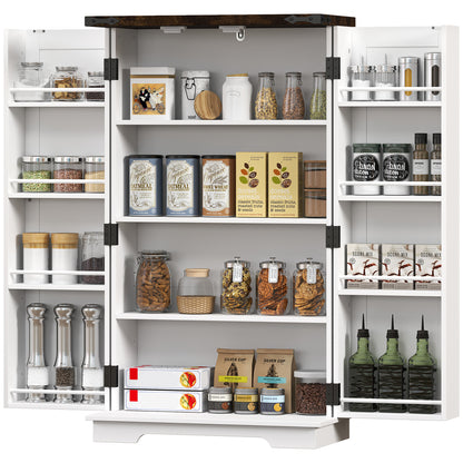 Armoire de cuisine style champêtre avec tablettes réglables