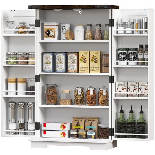 Armoire de cuisine style champêtre avec tablettes réglables