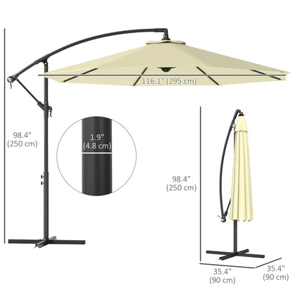 Parasol déporté patio 10 pieds cantilever avec base croisée