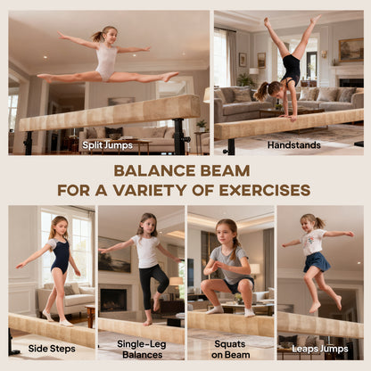 Poutre de gymnastique réglable 226 cm avec roulettes