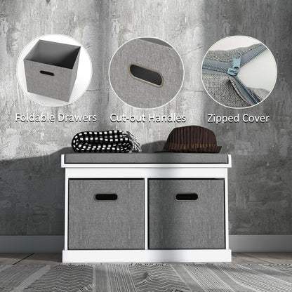 Banc de rangement pour chaussures avec coussin et tiroirs