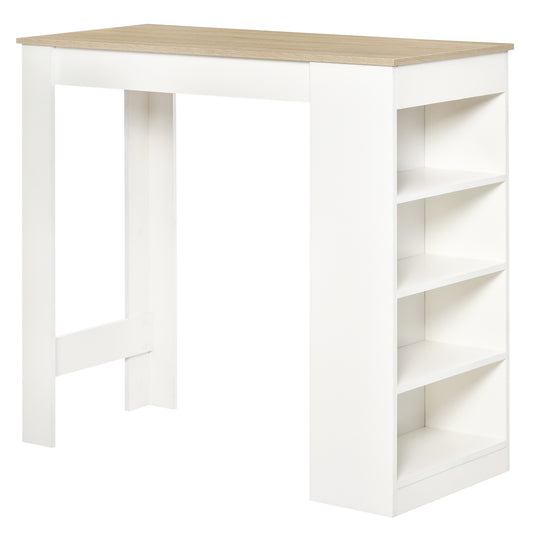 Table haute de bar avec 4 étagères de rangement