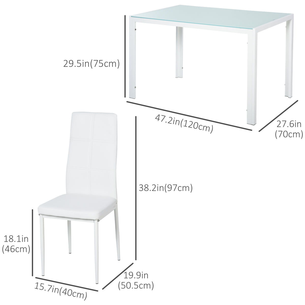 Ensemble salle à manger 5 pièces verre trempé cadre métal