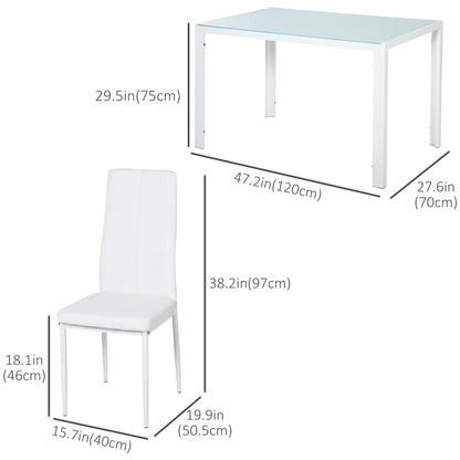 Ensemble salle à manger 5 pièces verre trempé cadre métal