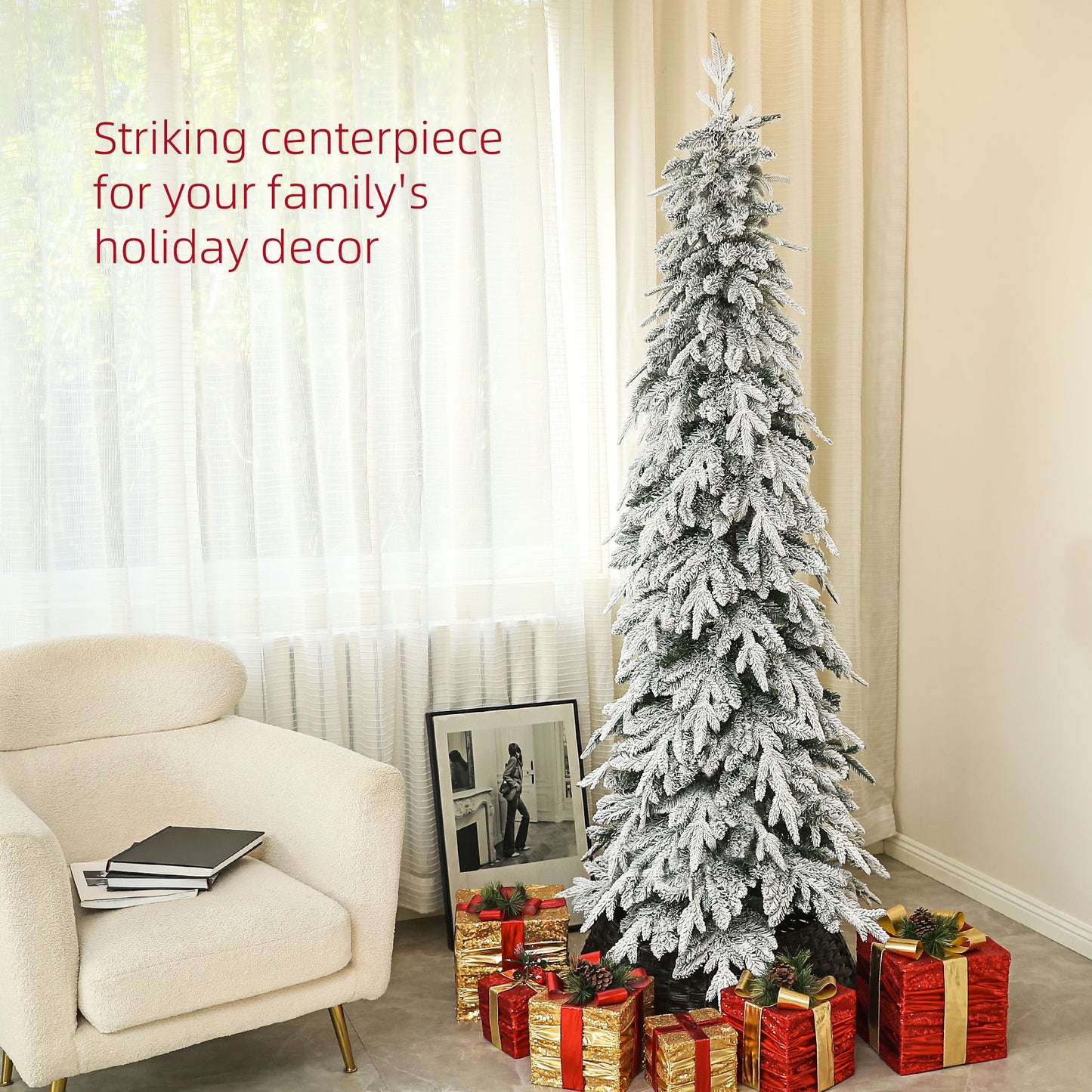 Sapin de Noël artificiel effilé enneigé 1,8 m
