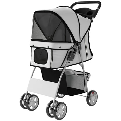 Poussette pour animaux pliable avec roues et freins