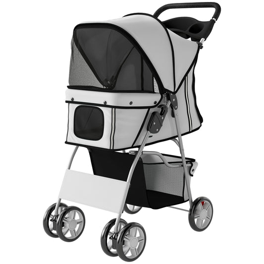 Poussette pour animaux pliable avec roues et freins