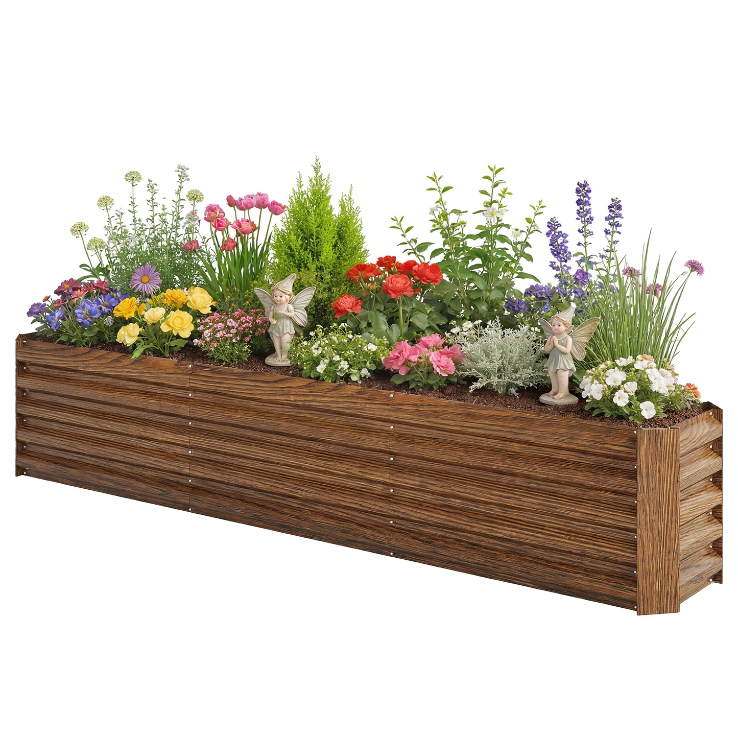 Outsunny Galvanized Raised Garden Bed 240x40x45cm Outdoor Garden