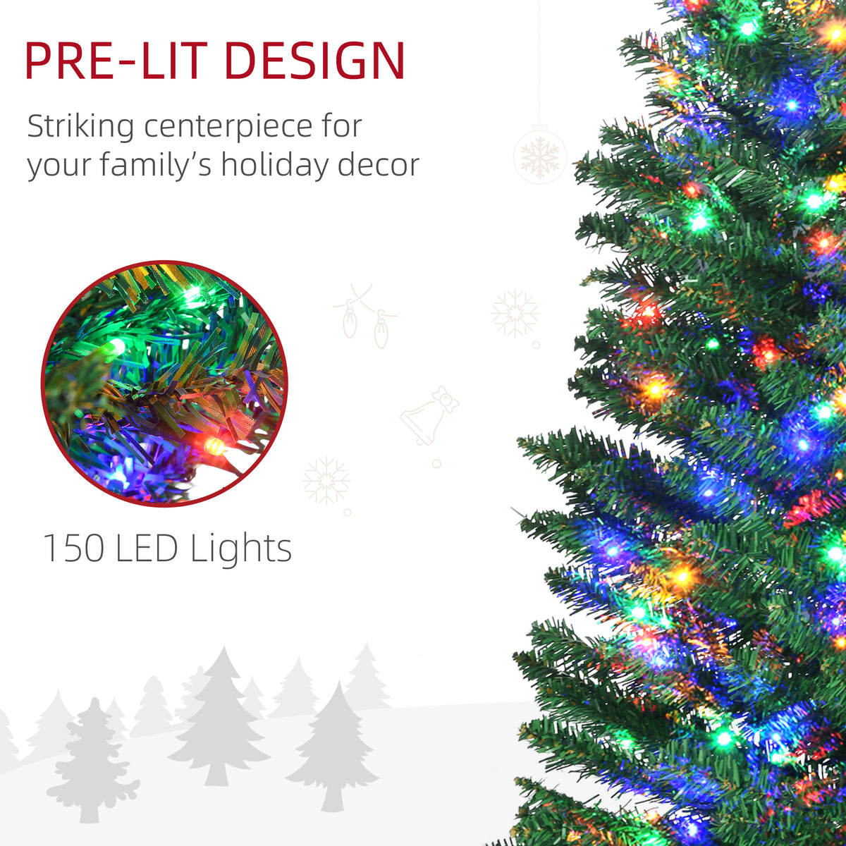 Sapin artificiel mince 6 pi avec lumières LED