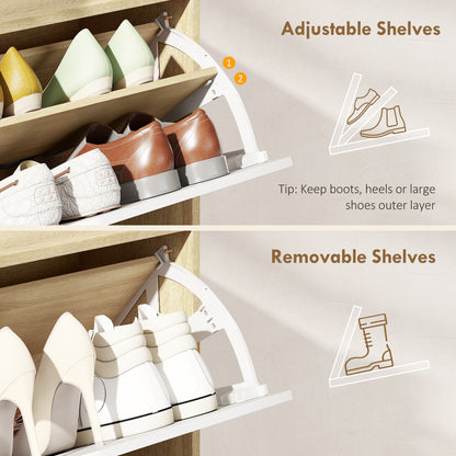 Meuble à chaussures étroit avec tiroirs basculants