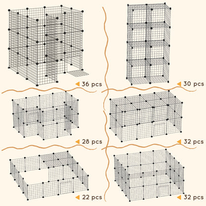 Enclos modulaire pour petits animaux en fil de métal — Lot de 40