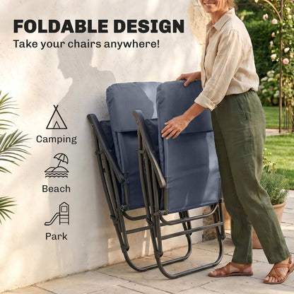 Ensemble 2 chaises berçantes rembourrées avec accoudoirs