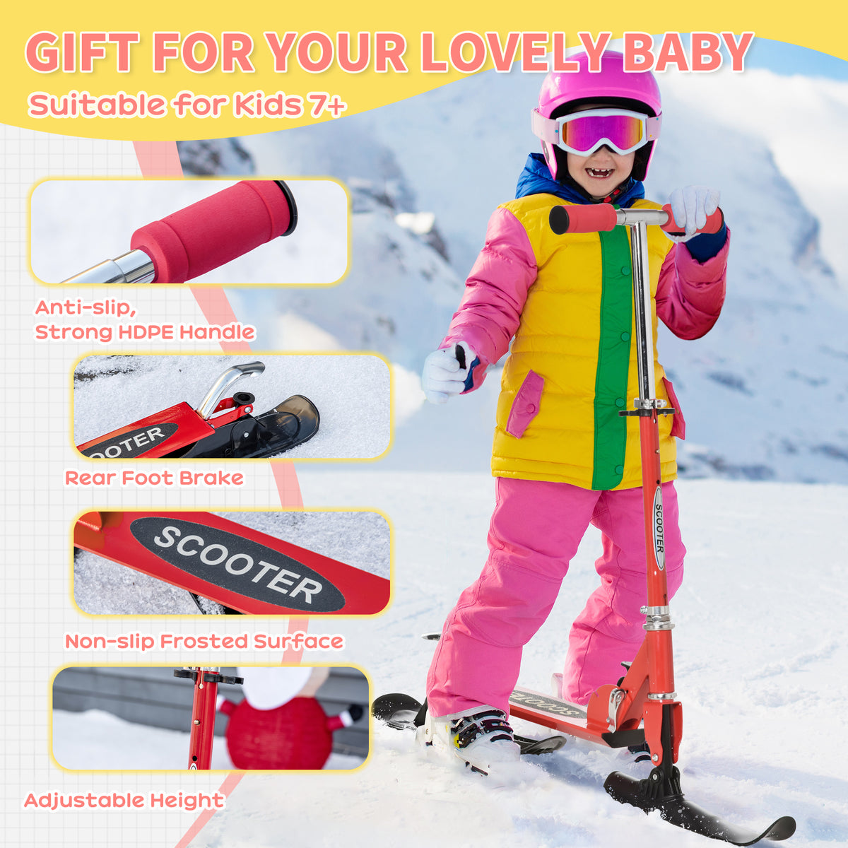 Trottinette des neiges pliable 2 en 1