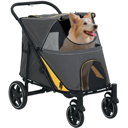 Poussette pliable pour animaux roues universelles amortisseurs