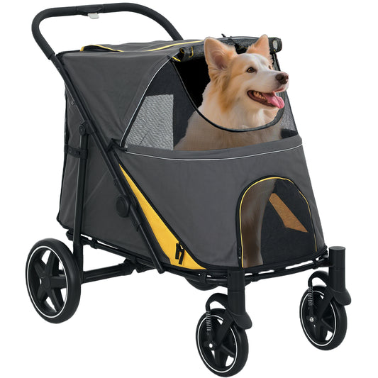 Poussette Pliable Aosom pour Chiens - Roues Universelles et Amortisseur