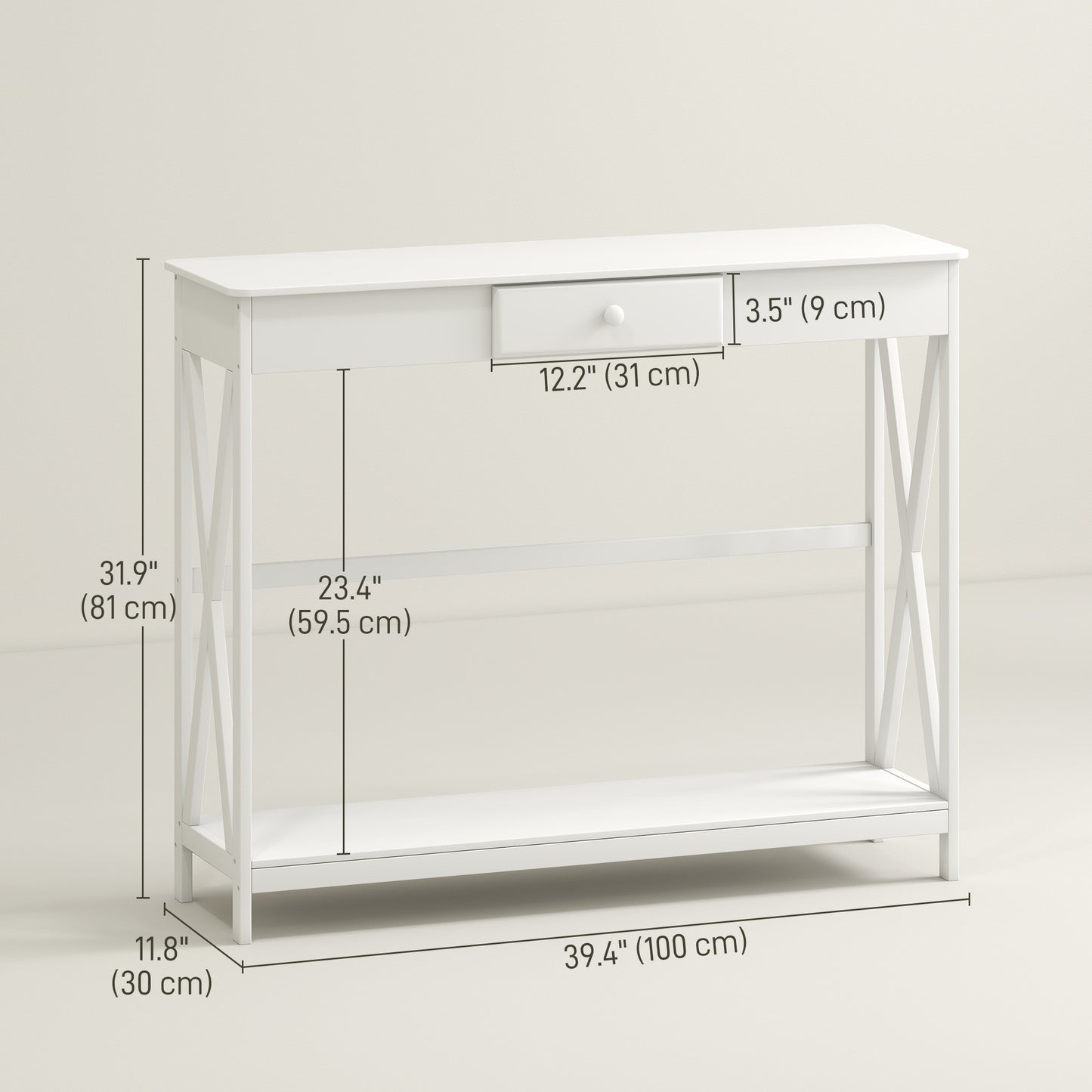 Console d'entrée design X avec tiroir 99 cm