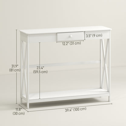 Console d'entrée design X avec tiroir 99 cm