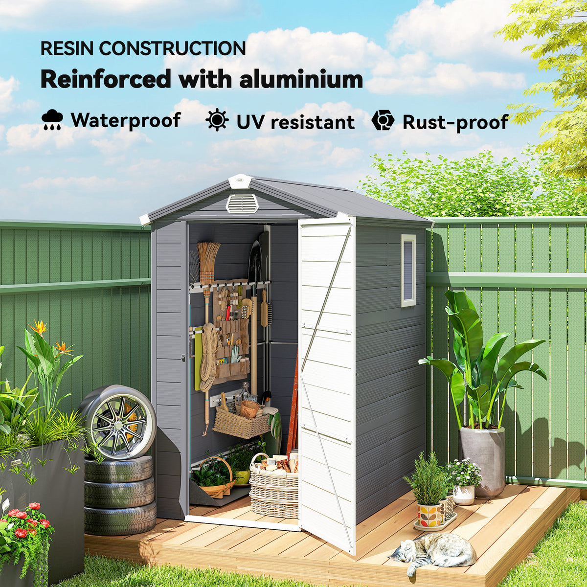 Abri de jardin 1,4 m x 1,8 m toit incliné