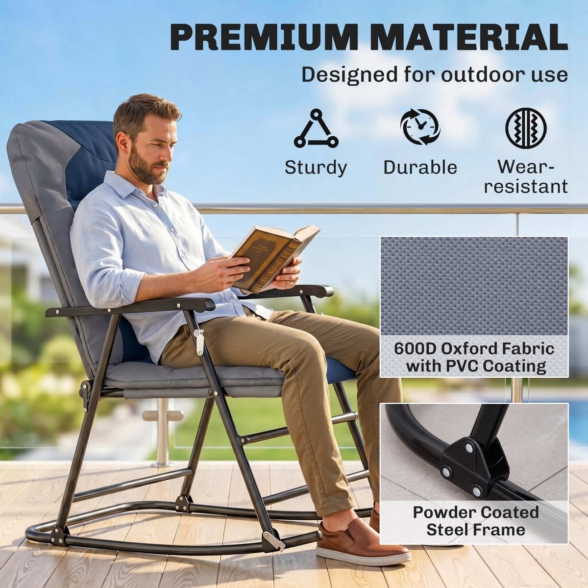 Ensemble 2 chaises berçantes rembourrées avec accoudoirs