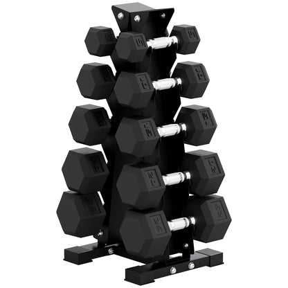 Ensemble d'haltères hexagonaux avec support vertical 68 kg