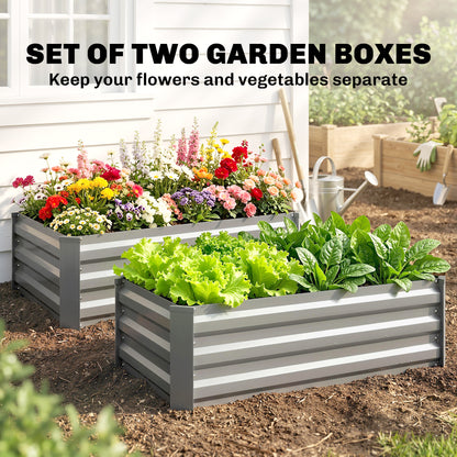 Bacs surélevés galvanisés ensemble de 2 pour jardin