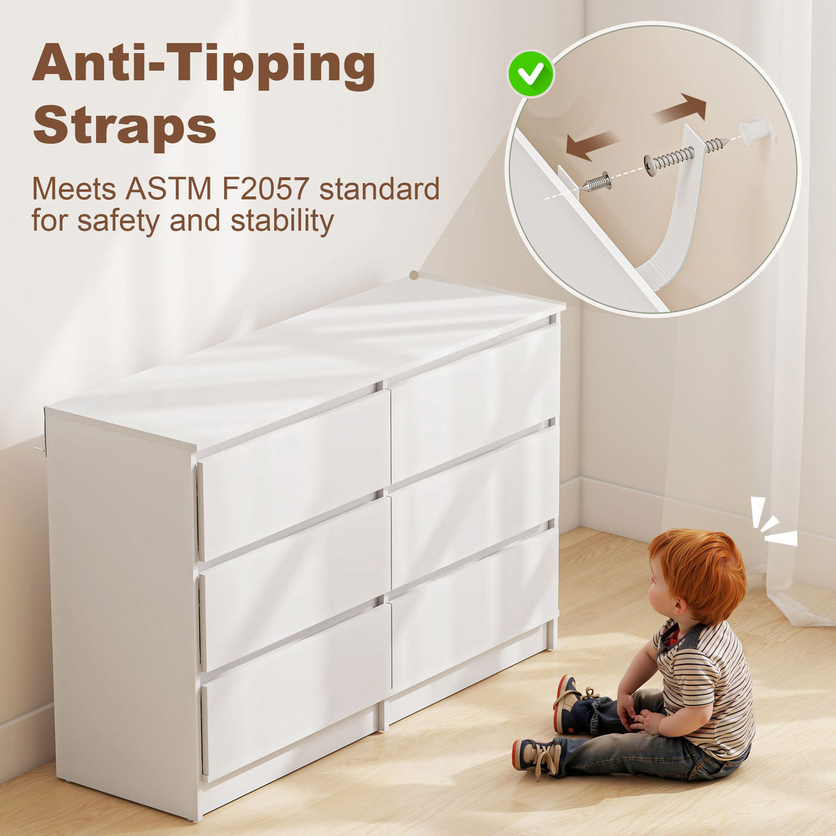 Commode moderne six tiroirs pour chambre et salon