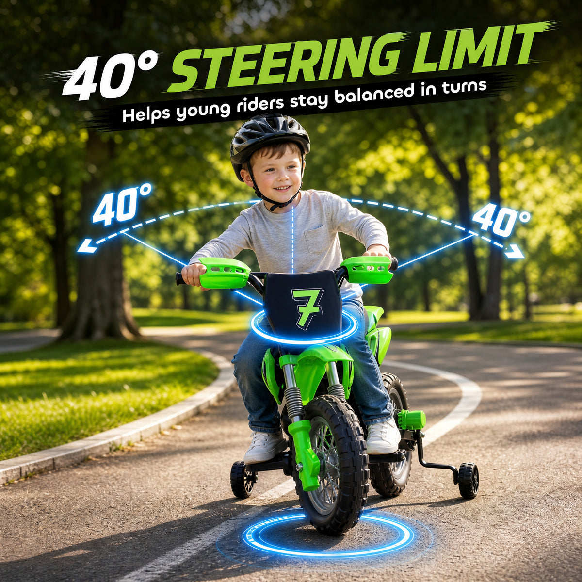 Moto électrique pour enfants 12V avec roulettes d'entraînement