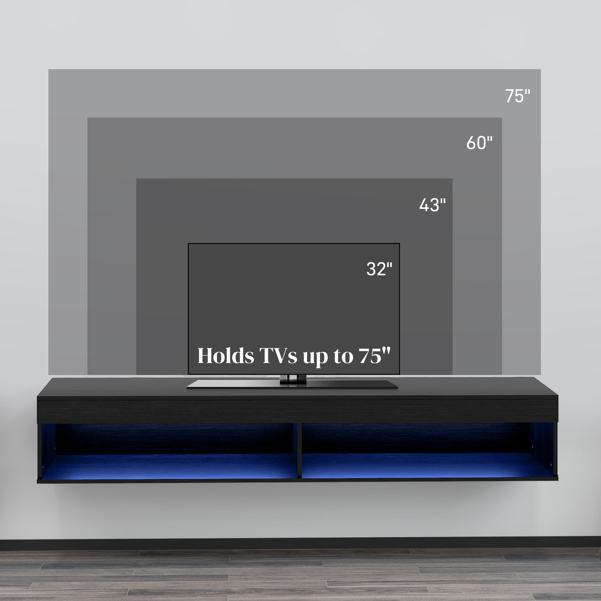 Meuble TV mural flottant avec lumières LED