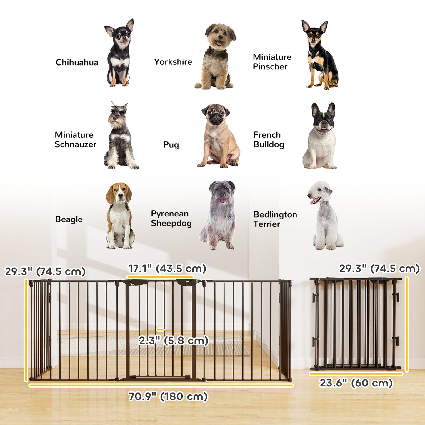 Parc pour chien pliable intérieur avec porte