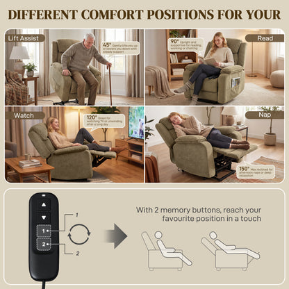 Fauteuil releveur électrique massant à 2 positions mémoire