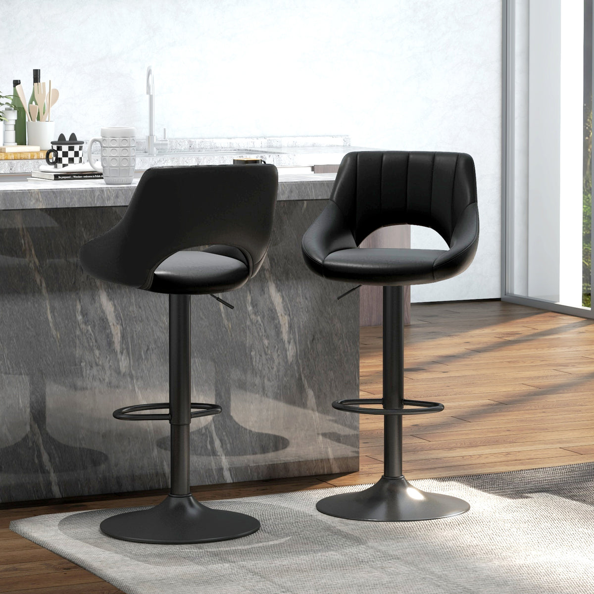 Ensemble de 2 tabourets de bar pivotants ajustables