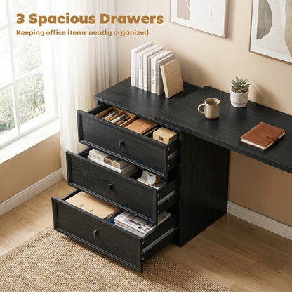 Bureau d'ordinateur en L avec trois tiroirs